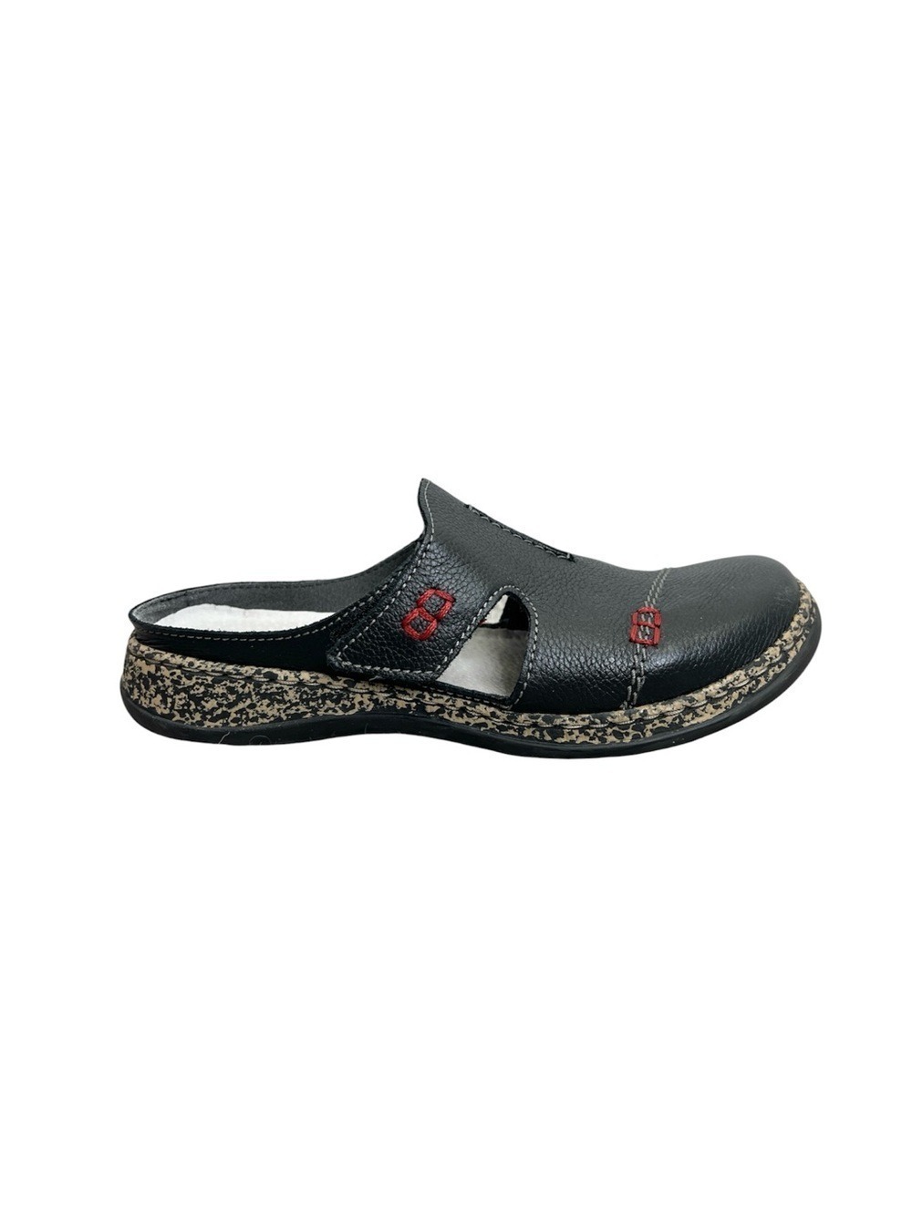 Reiker AntiStress black leather slip on clogs EU 40 US 8.5